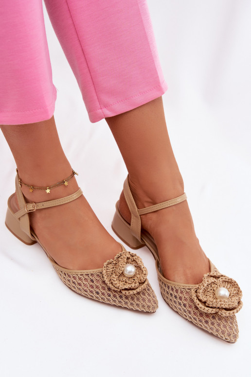 Damensandalen Klocke Mit Dekorationen Detalem Beige Vionessa