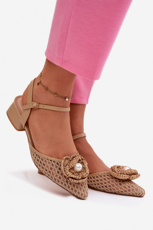 Damensandalen Klocke Mit Dekorationen Detalem Beige Vionessa