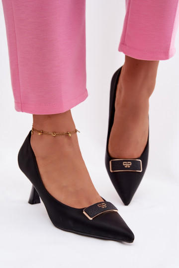 Schuhe Mit Dekorationen Detalem schZuarze Farbe Fessira