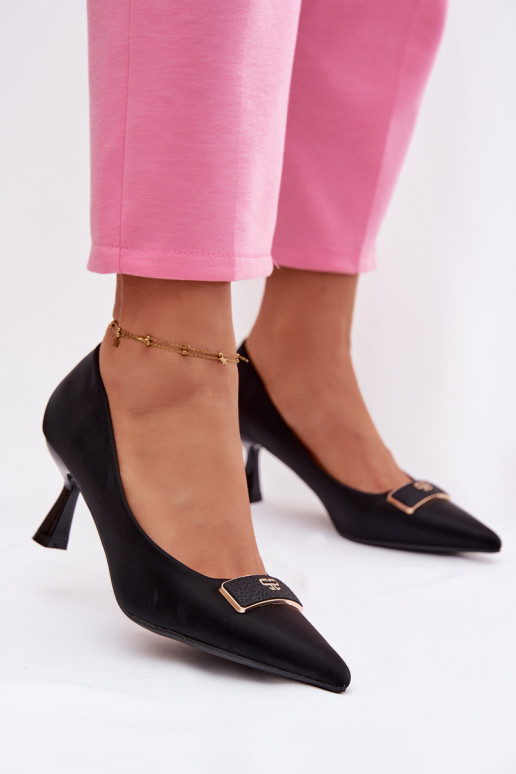 Schuhe Mit Dekorationen Detalem schZuarze Farbe Fessira