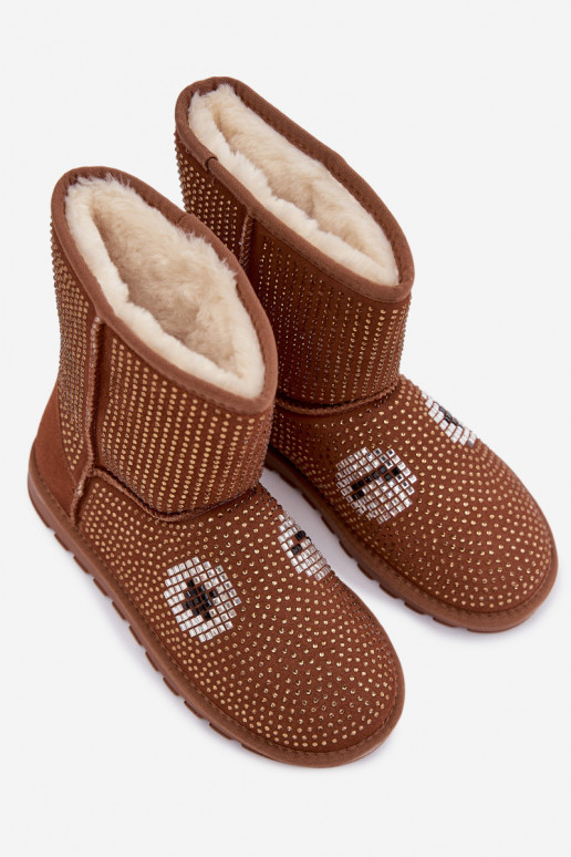 Dekoriert Groß Schneestiefel Feminin braune Farbe Galivra