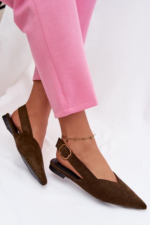 Ballerinas mit goldenen Schnallen aus Öko-INildlederoZue grüne Farbe Palerra