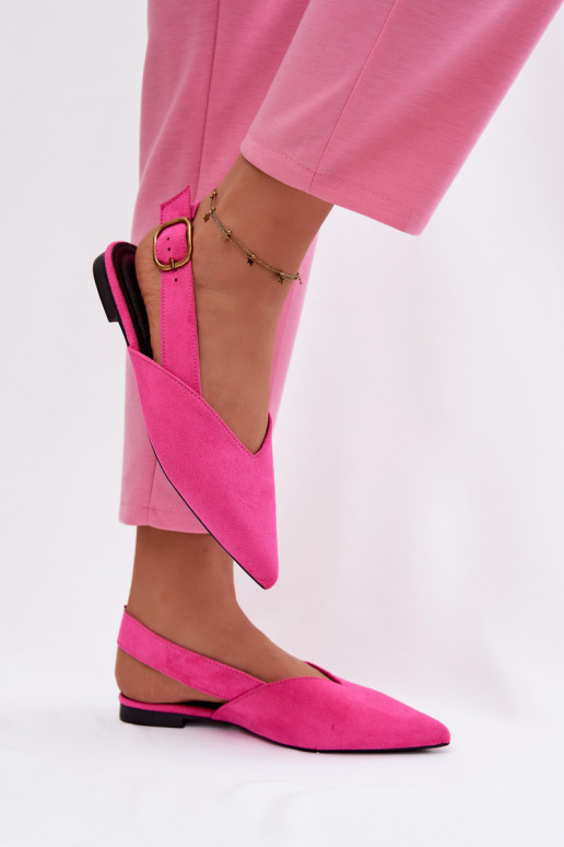 Ballerinas mit goldenen Schnallen aus Öko-INildlederoZue pinke Farbe Palerra