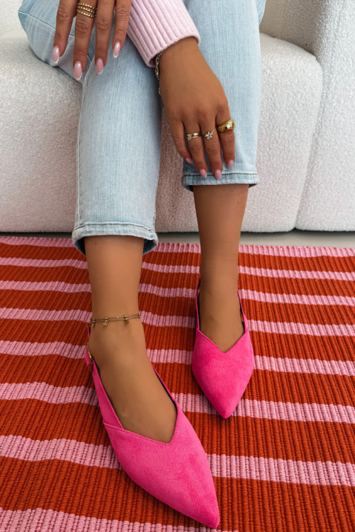 Ballerinas mit goldenen Schnallen aus Öko-INildlederoZue pinke Farbe Palerra