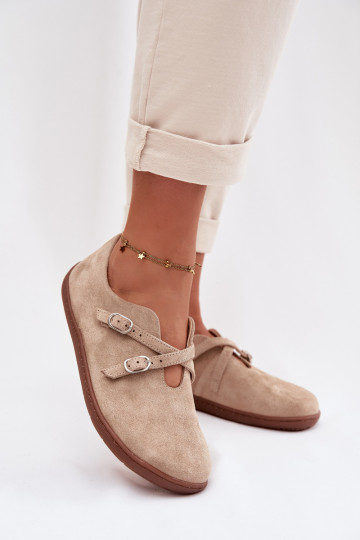 Haut aus INildleder Schuhe Barefoot Feminin mit Streifen Zazoo N1271 Beige 2