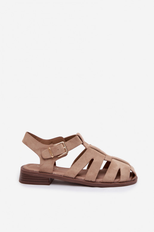 Damensandalen Rzymianki mit goldenen Schnallen Beige Janessa