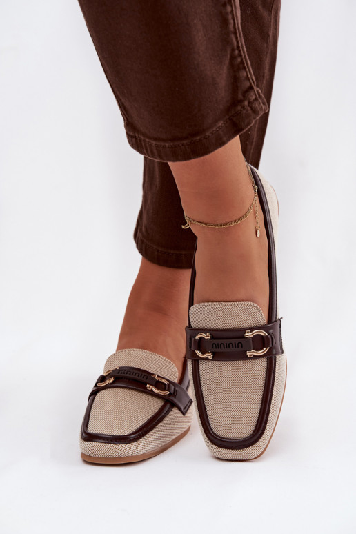 Damen braun-beige Mokassins mit dekorativen Elementen „Evelora"
