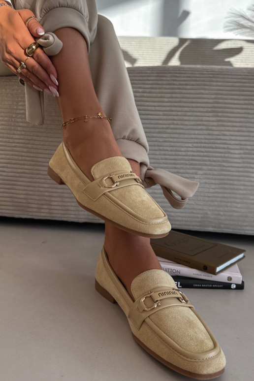 Damenmokassins mit dekorativen Elementen in Gelb Evelora