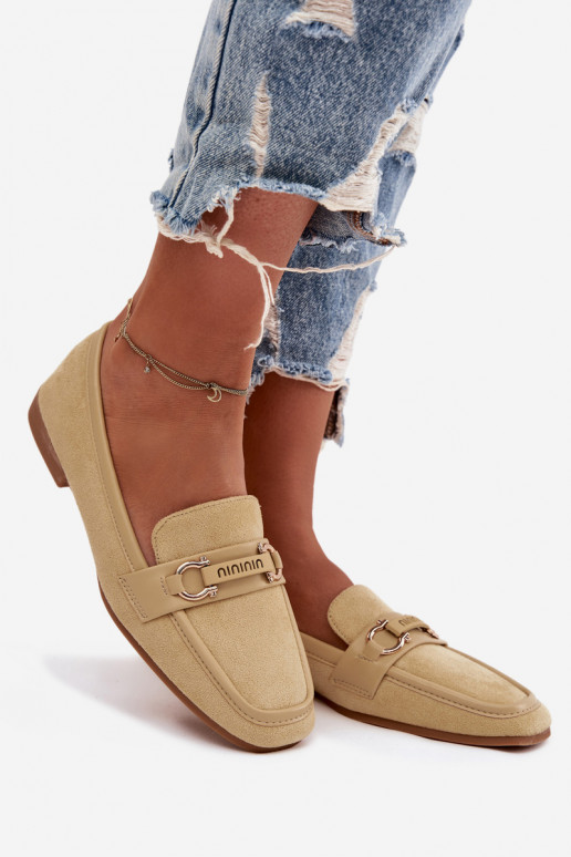 Damenmokassins mit dekorativen Elementen in Gelb Evelora