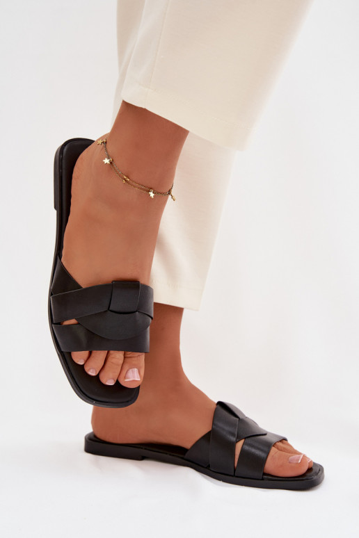 Hausschuhe FrauenZuohnung mit Streifen schZuarze Farbe Es mussrissae