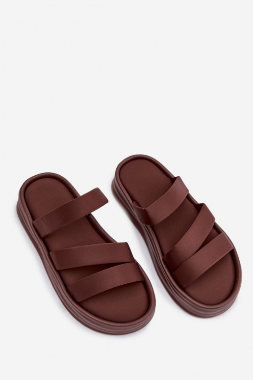  Damenhausschuhe mit einer Plattform mit Streifen CzekoladoZue Liorine