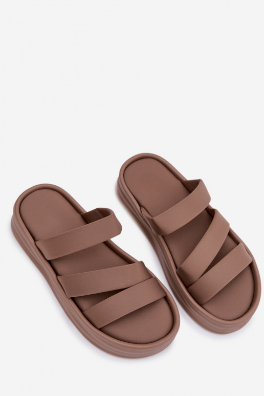  Damenhausschuhe mit einer Plattform mit Streifen Khaki-Farbe Liorine