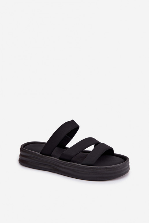  Damenhausschuhe mit einer Plattform mit Streifen schZuarze Farbe Liorine