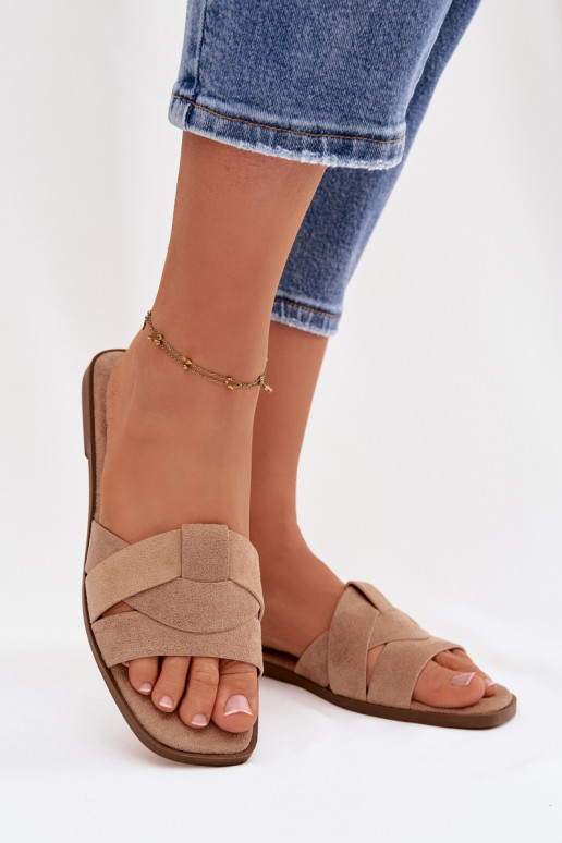 Hausschuhe FrauenZuohnung mit Streifen aus Öko-INildlederoZue Beige Florane