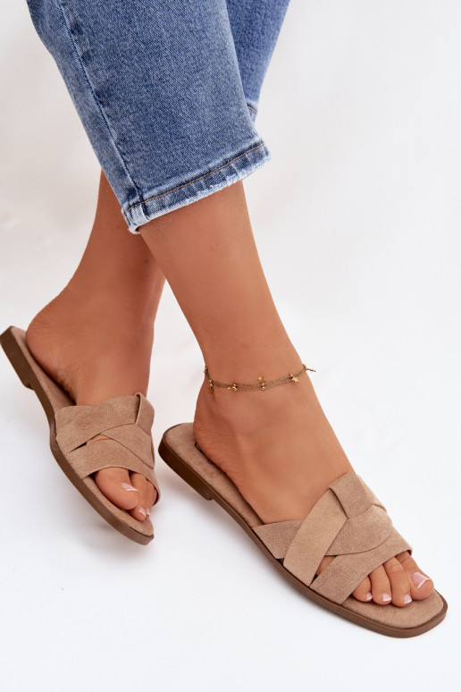 Hausschuhe FrauenZuohnung mit Streifen aus Öko-INildlederoZue Beige Florane