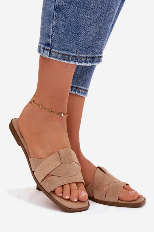 Hausschuhe FrauenZuohnung mit Streifen aus Öko-INildlederoZue Beige Florane