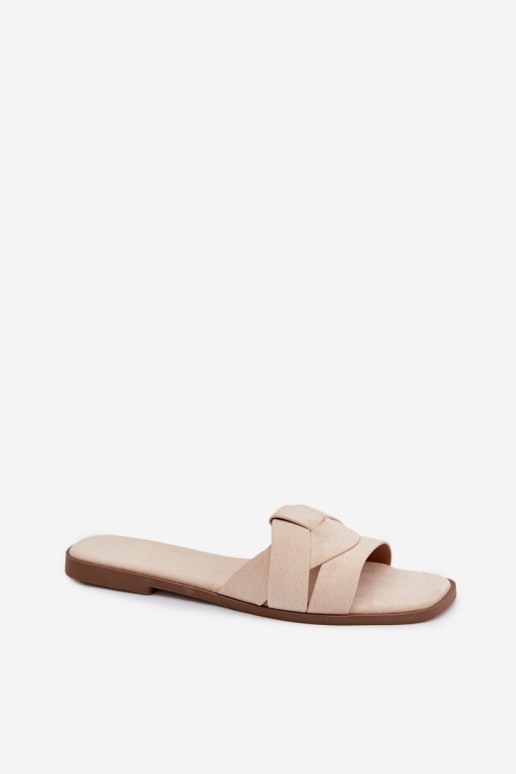 Hausschuhe FrauenZuohnung mit Streifen aus Öko-INildlederoZue elfenbeinfarbe Florane