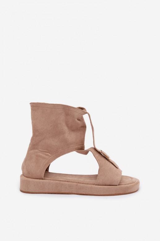 Damensandalen mit einem Stiefel Beige Coralya