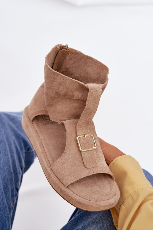 Damensandalen mit einem Stiefel Beige Coralya