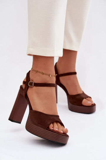 Damen High Heels Sandalen und Plattform aus Kunstwildleder in Schokoladenfarbe Gralisse 2