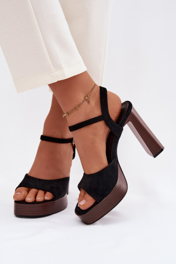 Damen High Heels Sandalen und Plattform aus Kunstwildleder in Schwarz Gralisse