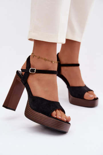 Damen High Heels Sandalen und Plattform aus Kunstwildleder in Schwarz Gralisse 2
