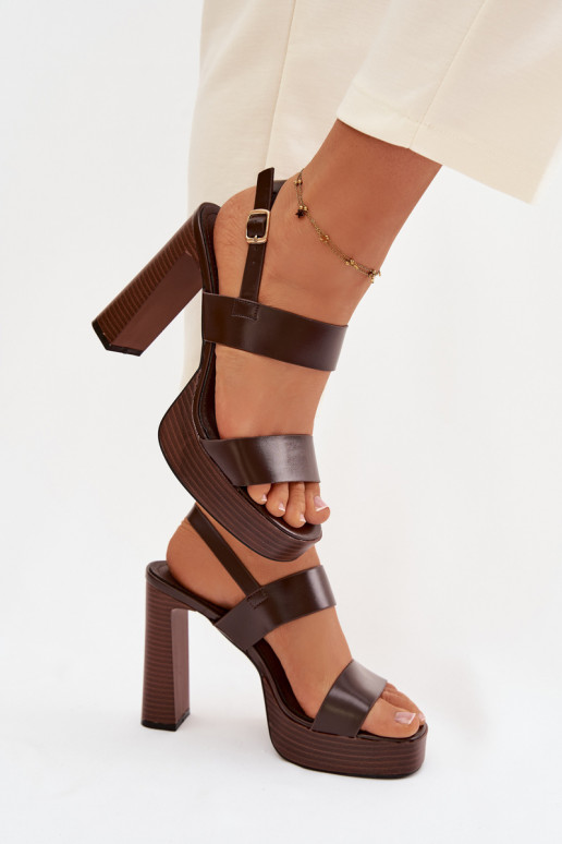 Damen-Sandalen mit hohen Absätzen und Plattform Eko Haut CzekoladoZue Hanelia