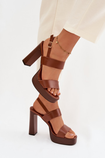 Damen High Heels Sandalen und Plattform aus Kunstleder in Braun Hanelia