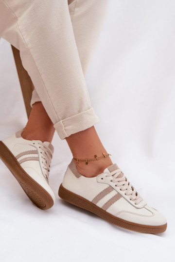 Zazoo N1068 Damen-Sneaker aus Kunstleder in Sandfarbe