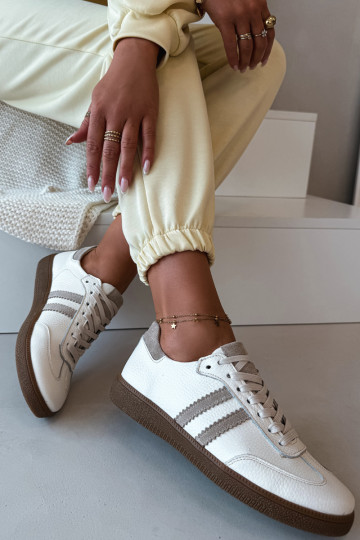 Zazoo N1068 Damen-Sneaker aus Kunstleder in Sandfarbe 2