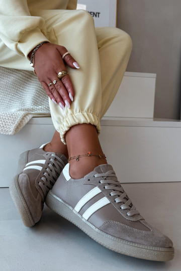 Zazoo N1068 Damen-Sneaker aus Kunstleder in Sandfarbe 2