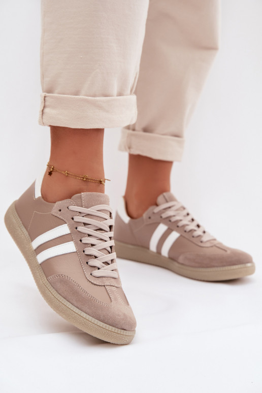Zazoo N1068 Haut Niedrig Sneakers Stilvollllschuhe Feminin Beige