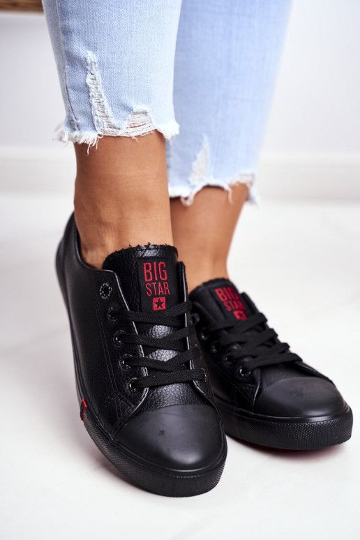 Ledersneaker für Damen Big Star GG274007 schZuarze Farbe