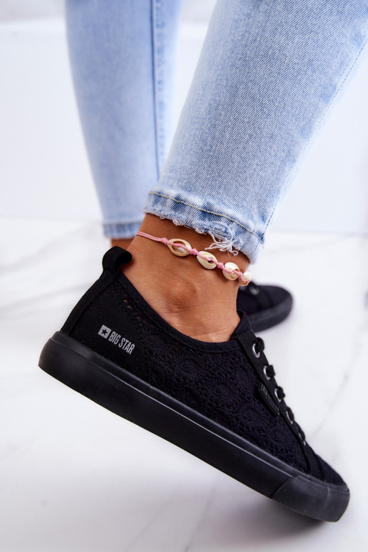 lässige Schuhe mit durchbrochenen Elementen BIG STAR JJ274064 schZuarze Farbe