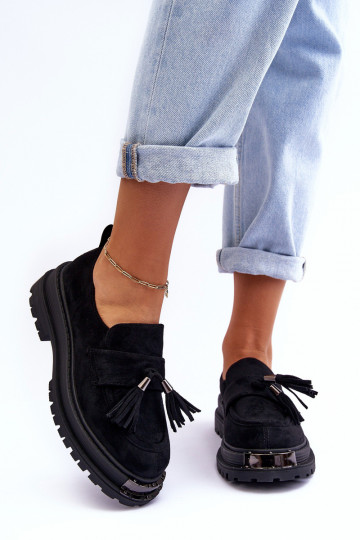 aus INildleder Schuhe Mokassins für Damen schZuarze Farbe Ramvli 2