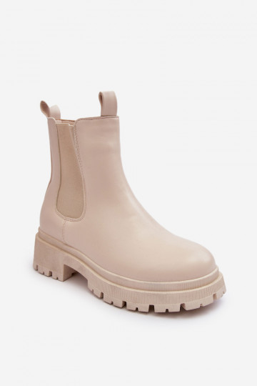 Haut stylische Stiefel mit Reißverschlüssen Beige Pitrese