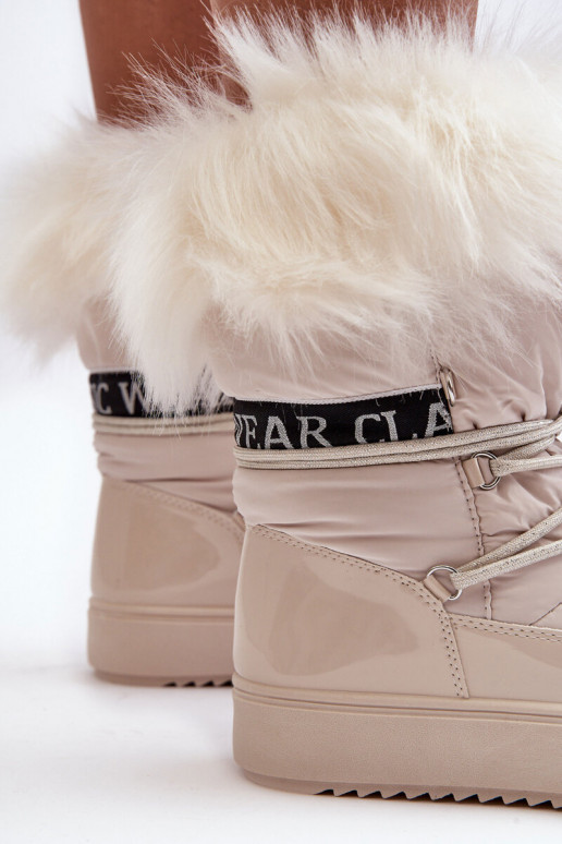 Feminin Schneestiefel mit Schnürsenkeln elfenbeinfarbe Santero