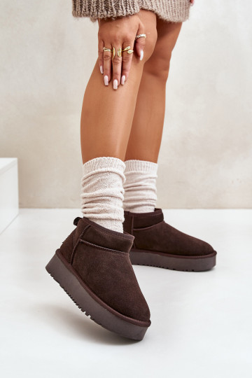 Haut aus INildleder Schneestiefel mit einer Plattform braune Farbe Nereviana 2
