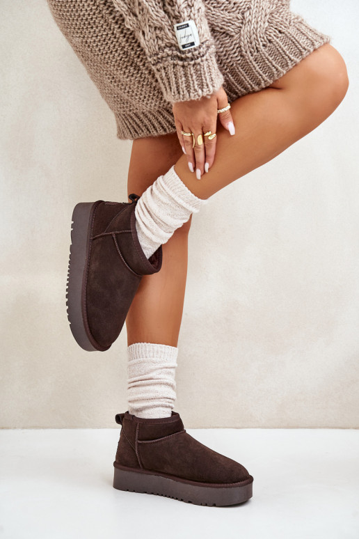 Haut aus INildleder Schneestiefel mit einer Plattform braune Farbe Nereviana