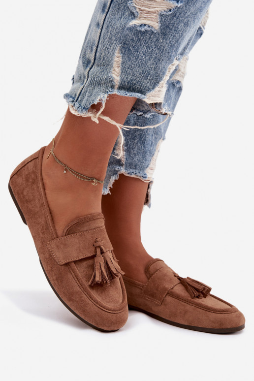 Damen braune Mokassins mit Fransen Tai turirilisse