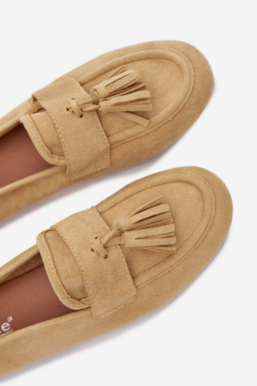 Damenmokassins mit Fransen in Gelb