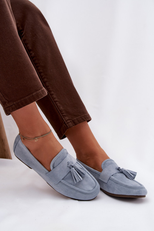 Damenmokassins mit Fransen in Blau