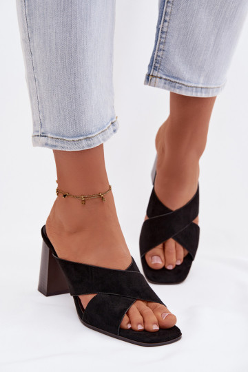 Damen Pantoletten mit Absatz in schwarz Denessa 2