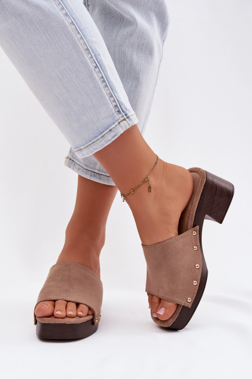 Damenhausschuhe Klocke Ze goldene Farbemi Stollen Beige Davessa