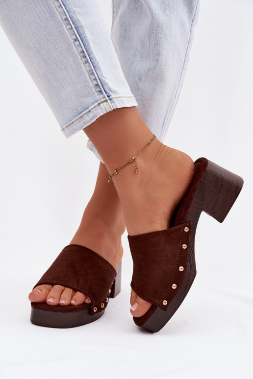 Damenhausschuhe Klocke Ze goldene Farbemi Stollen CzekoladoZue Davessa