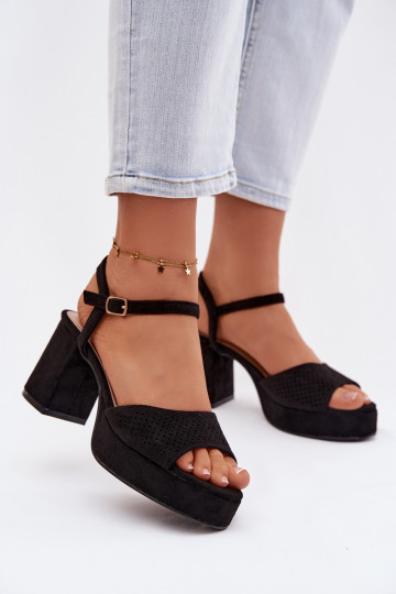 Damen High Heels Sandalen aus Kunstwildleder in schwarzer Iserelle 2