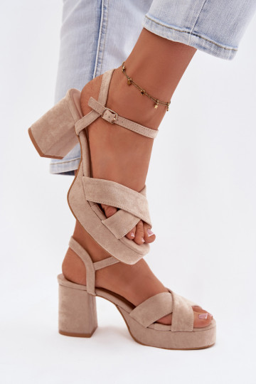 Damen-Sandalen mit hohen Absätzen Beige Janelia