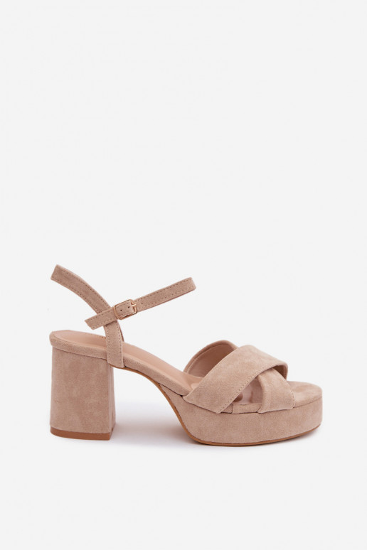 Damen-Sandalen mit hohen Absätzen Beige Janelia