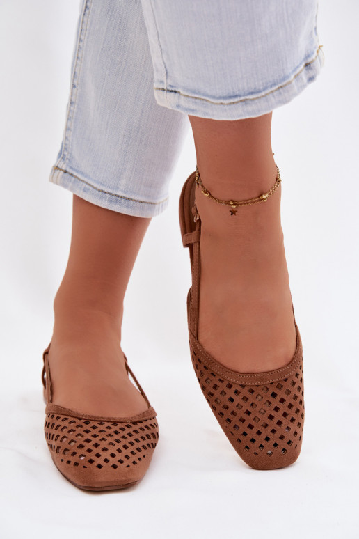 Durchbrochene Ballerinasaus Öko-INildlederu braune Farbe Farivelle