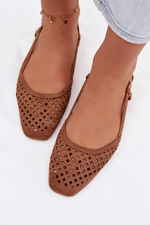 Durchbrochene Ballerinasaus Öko-INildlederu braune Farbe Farivelle